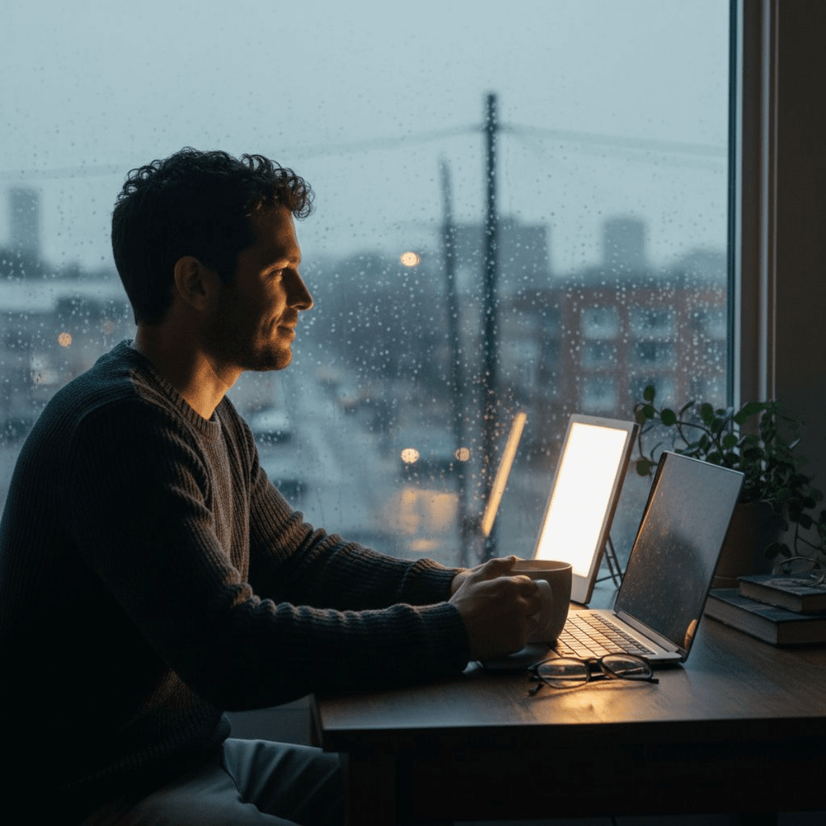 Wie die Lucent Bright Tageslichtlampe von Mvolo in eine entspannte Morgenroutine passt